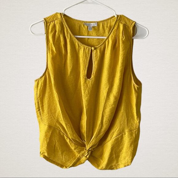 Joie Tops - Joie Womens Chayenne Sleeveless Knotted Top Medium Sulphur Yellow Casual Basic